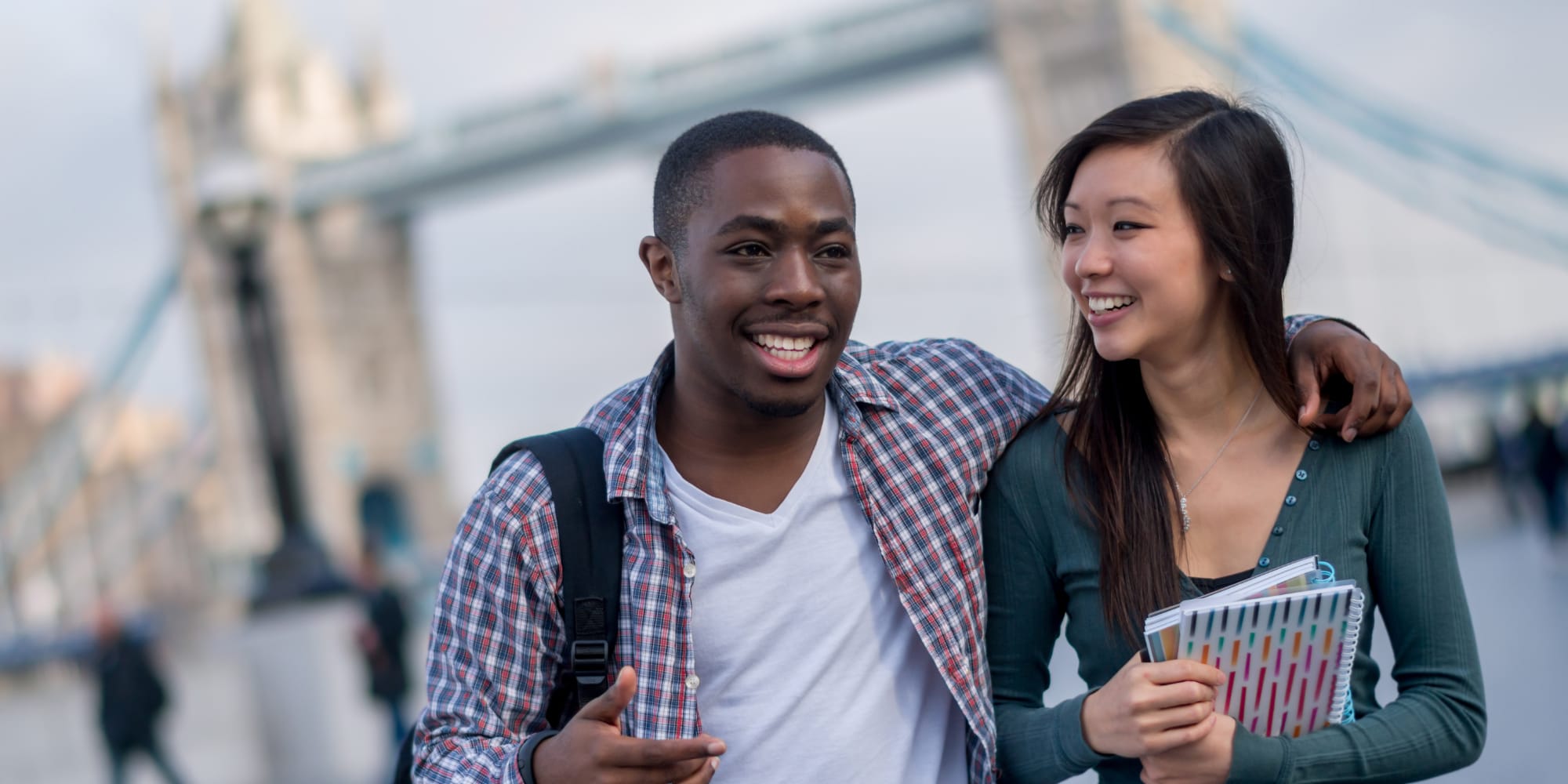 Master's students walking around London