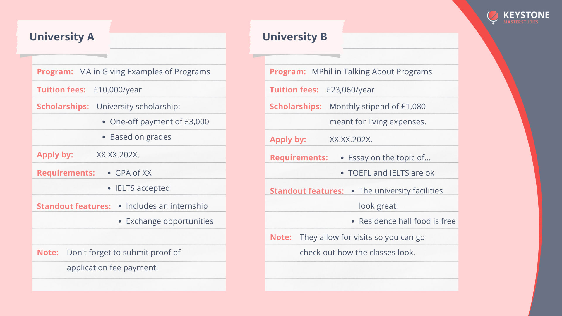 University program side-by-side comparison - image